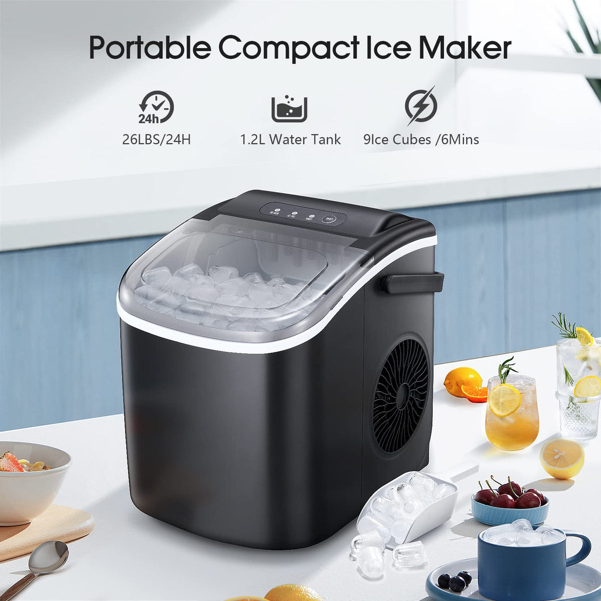 (⭐⭐ HOT SALE NOW) Portable Ice Maker Machine with Handle,Self-Cleaning Ice Maker, 26Lbs/24H