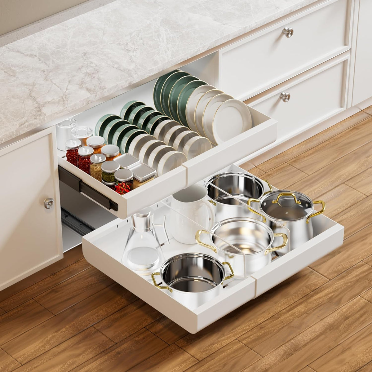 16" Pull Out Cabinet Organizer with Divider